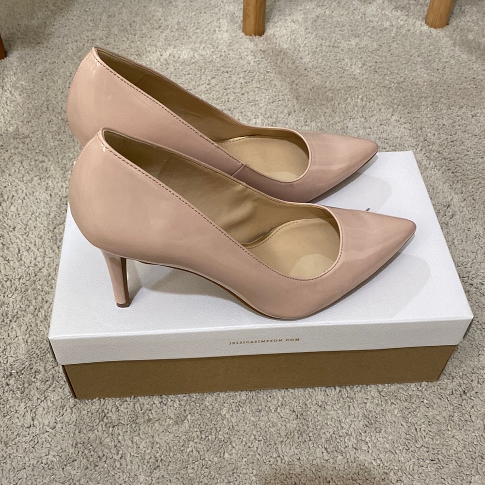 Jessica Simpson Laenie Patent Nude Blush Heels